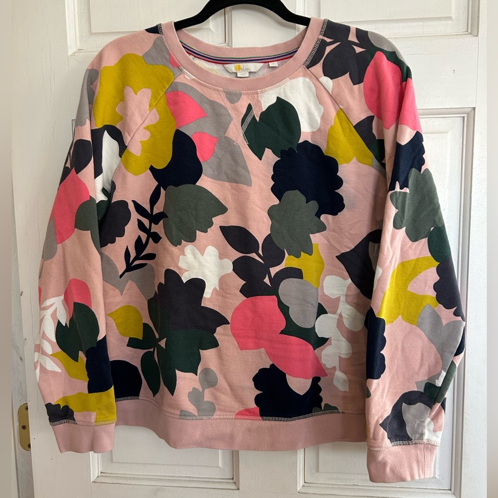 Boden Floral-Print Crewneck Sweatshirt in Pink, Yellow, Navy & Green